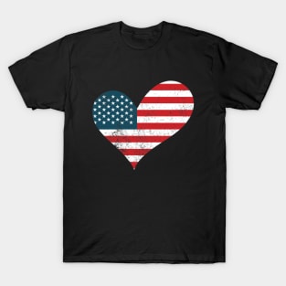 Distressed American Flag Heart - Fourth Of July USA Flag T-Shirt